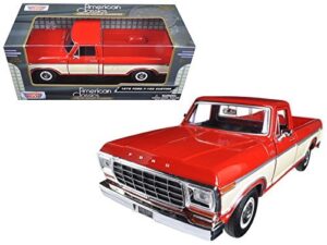 maisto 1979 ford f-150 pickup truck 2 tone red/cream 1/24 model car by motormax