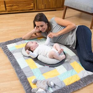 SECOND MUM Head & Body Support Snuggle Pillow for Sleeping for 0-6 M Newborn Babey Fit Crib & Bassinet Registry Search Must Have Essentials (Gray)