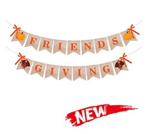 friendsgiving party decorations，thanksgiving decorations，friendsgiving decorations supplies，thanksgiving pumpkin and turkey banner,thanksgiving friendship party decorations