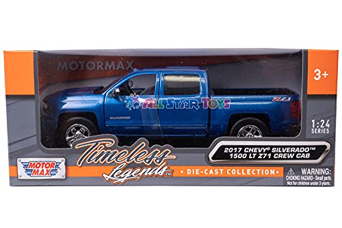 Motormax 2017 Chevrolet Silverado 1500 LT Z71 Crew Cab Pickup Truck 1/27 Scale Diecast Model Vehicle Blue