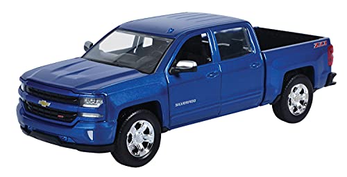 Motormax 2017 Chevrolet Silverado 1500 LT Z71 Crew Cab Pickup Truck 1/27 Scale Diecast Model Vehicle Blue