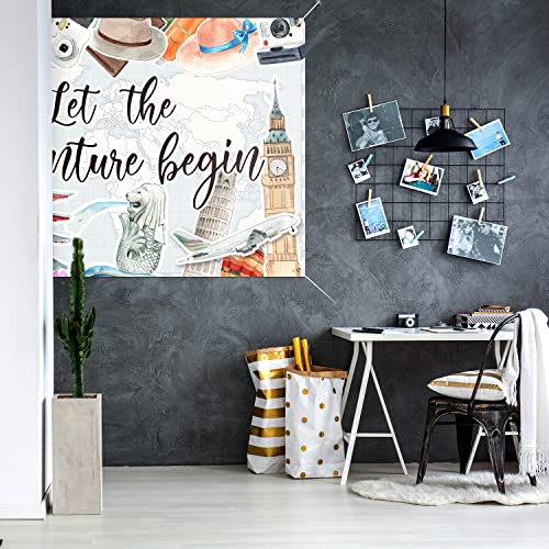 Let the Adventure Begin Backdrop Banner Decor Grey - Adventure Awaits Bon Voyage Travel Theme Party Theme Decorations for Men Women Supplies, White