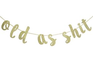 old as shit banner birthday decoration gold glitter for 50th 60th 70th 80th 90th birthday party decor supplies cursive funny bunting photo booth props sign