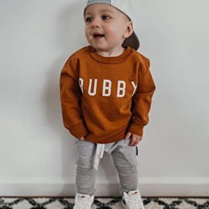 Infant Baby Boy Fall Winter Outfits Long Sleeve Letter Print/Cow Sweatshirt Top Solid Color Pants Set 2PCS Baby Clothes Set (Brown, 18-24 Months)