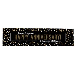 let’s make memories personalized celebration banner – party decor – black & gold – 8 feet