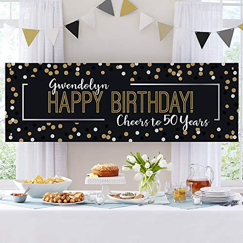 Let's Make Memories Personalized Celebration Banner - Party Decor - Black & Gold - 8 Feet