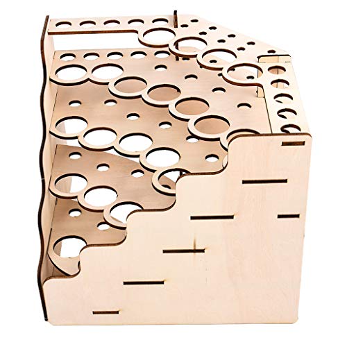 Tongina DIY Wood Paint Bottle Rack Modular Organizer Stand - Wood, 90 Deg 24 Holes