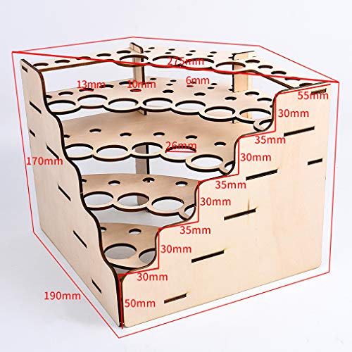 Tongina DIY Wood Paint Bottle Rack Modular Organizer Stand - Wood, 90 Deg 24 Holes