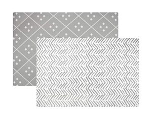 baby play mat | one-piece reversible foam floor mat | large | eco-friendly | extra soft | non-toxic | baby | toddlers | kids (grey dash + diamond, large)