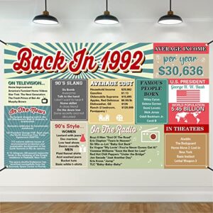 Vlipoeasn 31st Birthday Decorations for Men Women, Back in 1992 Colorful Backdrop Banner Wedding Anniversary Party Decorations Supplies, 31 Years Old Vintage 1992 Poster Background