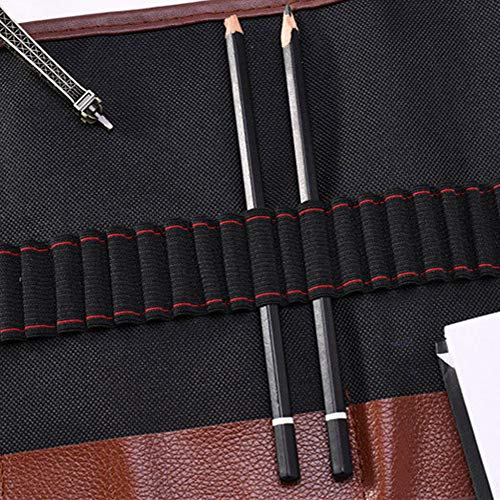 1 Piece 48 Slot Canvas Pencil Roll Up Case Pencil Wrap Case Roll up Pouch Pen Wrap Organizer Roll Up Pencil Holder Charcoal Pencils Rolling Pouch for Painter Artist Black