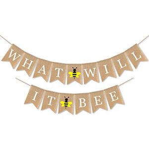 swyoun burlap what will it bee banner bumble bee theme garland gender reveal boy or girl party decoration supplies