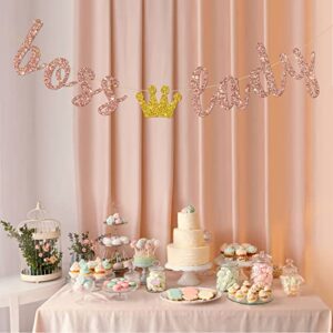 INNORU Boss Lady Banner, Girls Queen Women Birthday Party Decorations, Baby Shower, Girls 1st Birthday Banner, Gender Reveal Party Decorations Rose Gold Glitter