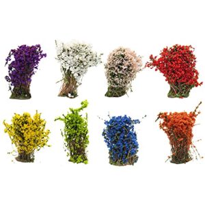 warmtree 8 pcs diy miniature colorful flower cluster miniature shrubs bushes static grass tufts for train landscape railroad scenery sand military layout model miniature bases and dioramas
