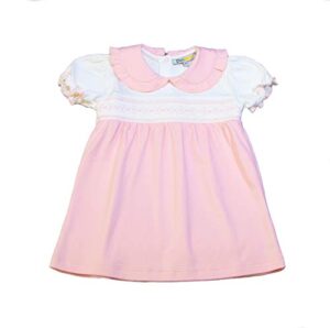 dakomoda baby girls’ 100% organic pima cotton dress – pink smocked easter dress diaper cover 9-12
