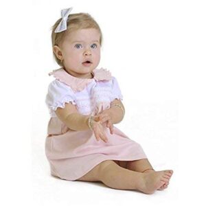 Dakomoda Baby Girls' 100% Organic Pima Cotton Dress - Pink Smocked Easter Dress Diaper Cover 9-12