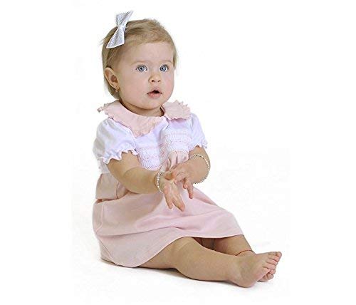 Dakomoda Baby Girls' 100% Organic Pima Cotton Dress - Pink Smocked Easter Dress Diaper Cover 9-12