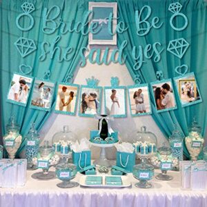 Bridal Shower Photo Banner, Teal Bachelorette Party Decorations, Glitter Bride to Be & She Said Yes Banner, Teal Bachelorette Wedding Shower Engagement Hen Party Decorations