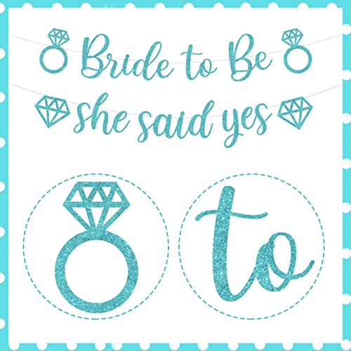 Bridal Shower Photo Banner, Teal Bachelorette Party Decorations, Glitter Bride to Be & She Said Yes Banner, Teal Bachelorette Wedding Shower Engagement Hen Party Decorations