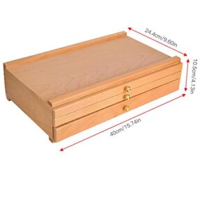 Durable Wooden Art Supply Box, Multipurpose Large Capacity Drawing Tool Case, for School Students Home Artists