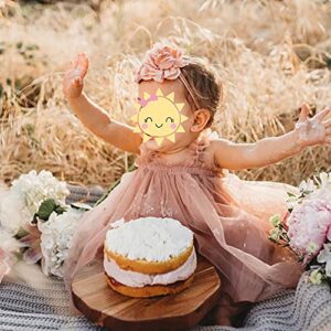 1st First Birthday Outfit Girl Baby Wedding Flower Girl Dress Toddler Tutu Tulle Princess Summer Dress+Flower Headband One Year Old Birthday Gifts Cake Smash Party Photoshoot Pink 12-18 Months