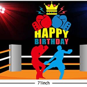 Boxing Happy Birthday Banner Backdrop Supplies Boxing Match Sports Wrestle Fitness Boxing Glove Theme Decorations Photo Booth Props Decor for Home Gym Boy Man 1st Birthday Party Favors Kit Background