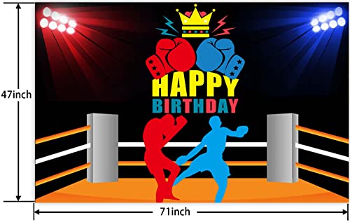 Boxing Happy Birthday Banner Backdrop Supplies Boxing Match Sports Wrestle Fitness Boxing Glove Theme Decorations Photo Booth Props Decor for Home Gym Boy Man 1st Birthday Party Favors Kit Background