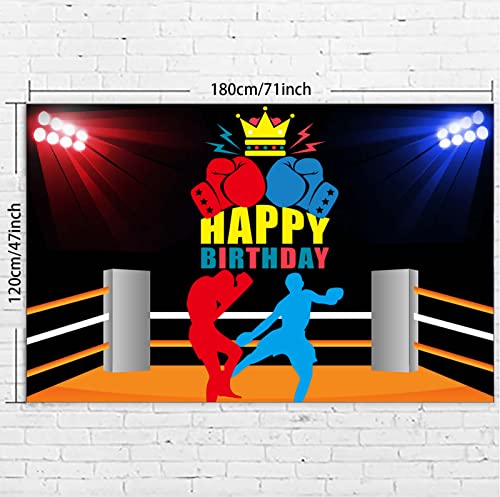 Boxing Happy Birthday Banner Backdrop Supplies Boxing Match Sports Wrestle Fitness Boxing Glove Theme Decorations Photo Booth Props Decor for Home Gym Boy Man 1st Birthday Party Favors Kit Background