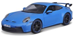 maisto – 1/18 scale model compatible with porsche 911 gt3 2022 die-cast scale model sports car miniature (blue)