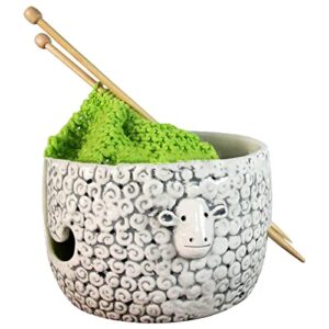 fgyzyp resin yarn bowl, sheep knitting bowl, decorative yarn ball holder, handmade craft knitter storage supplies organizer crocheting accessories for mothers day christmas day gifts