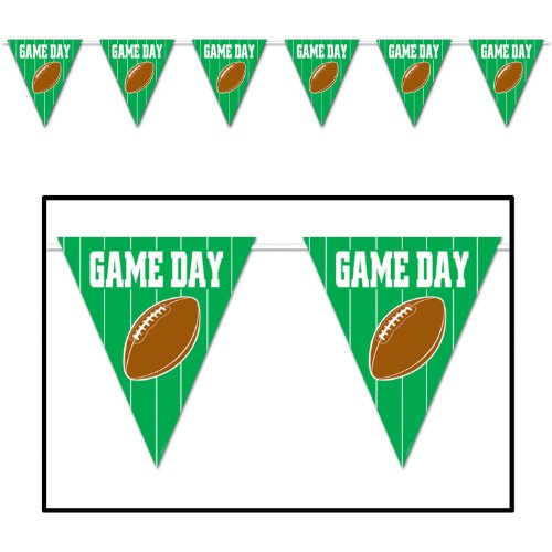 Beistle 57704 1-Pack Game Day Football Giant Pennant Banner for Parties, 23 by 12-Feet