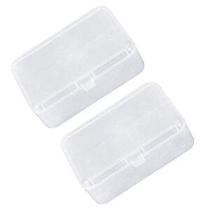 6 pcs clear plastic storage containers small rectangle bead storage box case with hinged lid for id card, business card, jewelry, pills, and other small items
