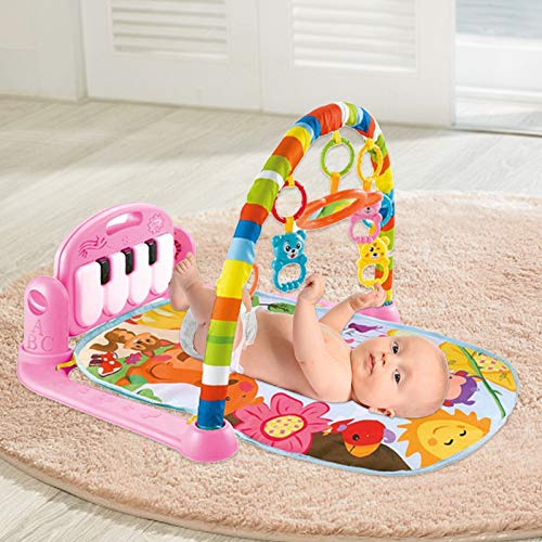 Baby Play Mat Activity Gym with Kick Piano Keyboard, Baby Jungle Gym Mat Designed with Colorful and Detachable Baby Toys in Activity Center for Tummy Time Boys and Girls Aged 0 to 3 to 12 Months