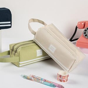 Large Capacity Canvas Pencil Pen Case Stationery Pouch Pen Bag Stationary Case Organizer Cases Makeup Cosmetic Bag