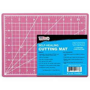 us art supply 9″ x 12″ pink/blue professional self healing 5-ply double sided durable non-slip cutting mat great for scrapbooking, quilting, sewing and all arts & crafts projects