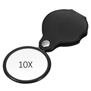 Hestya 10X Mini Magnifying Glass Folding Pocket Magnifier Bigeye Glass Loupe with Black Rotating Protective Holster for Reading Newspaper, Book, Magazine, Science Class, Hobby, Jewelry (4)