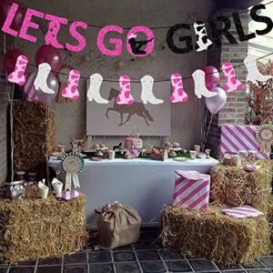 Let's Go Girls Banner for Nashville Bachelorette Party Space Cowgirl Western Party Last Rodeo Bachelorette Party Decorations Pink & Sliver