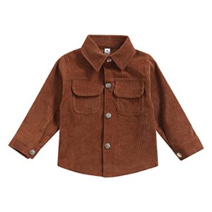 toddler baby boy girl shirts fall winter corduroy jacket kids button down shirt solid color tops (brown, 18-24 months)