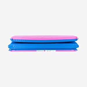 kindermat, 3/4″ thick toddler rest mat, 4-section rest mat, 46″ x 21″ x 3/4″, pink/blue, great for school, daycare, travel, and home, made in the usa