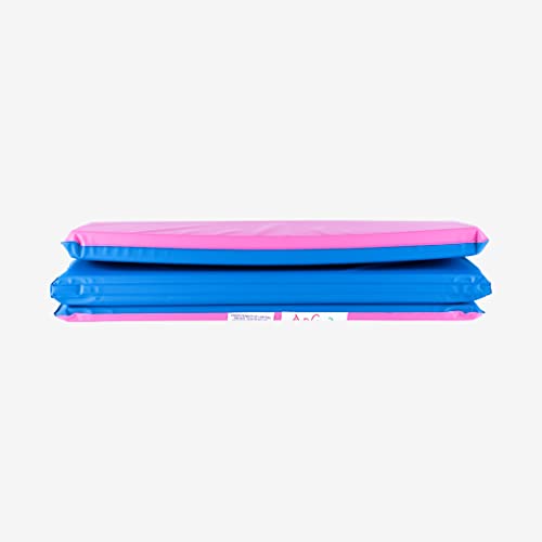 KinderMat, 3/4" Thick Toddler Rest Mat, 4-Section Rest Mat, 46" x 21" x 3/4", Pink/Blue, Great for School, Daycare, Travel, and Home, Made in the USA