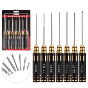 injora rc hex screw driver set-7pcs rc car tool kit 0.9, 1.27, 1.3, 1.5, 2.0, 2.5, 3.0mm hexagon allen screwdriver wrenches sets, rc repair tool kit for rc model helicopter drone boat car