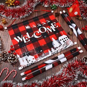 3 Pieces Christmas Plaid Porch Sign Merry Christmas Banner Happy Holidays Banner Welcome Banner Front Door Hanging Sign for Christmas Home Wall Indoor Outdoor Decoration