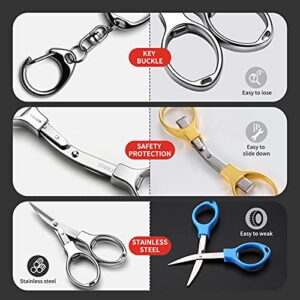 Folding Scissors, 2 PCS Secure Portable Keychain Travel Scissors, Stainless Steel Retractable Knife, Secure Portable Travel Travel Scissors for Home, Office, Fishing