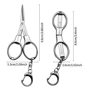 Folding Scissors, 2 PCS Secure Portable Keychain Travel Scissors, Stainless Steel Retractable Knife, Secure Portable Travel Travel Scissors for Home, Office, Fishing