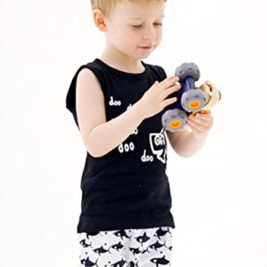 Kids4ever Baby Boys Summer Clothes Sets 12-18 Months Toddlers Boy Black and White Shark Sleeveless Shirt Tops + Fish Short Pants Child 3d Printed Doo Doo Letters Hawaiian Beach Board Shorts