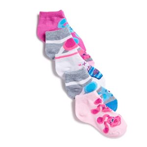 Nickelodeon Baby Girls Blue's Clues & You 5 Pack Shorty Casual Sock, Grey, 5-6.5 US