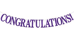purple glitter congratulations banner, congrats grad/class of 2023/so proud of you, 2023 graduation party supplies decorations