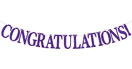 Purple Glitter Congratulations Banner, Congrats Grad/Class of 2023/So Proud of You, 2023 Graduation Party Supplies Decorations