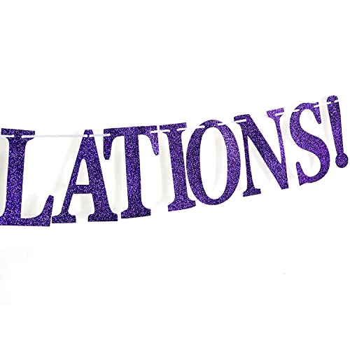 Purple Glitter Congratulations Banner, Congrats Grad/Class of 2023/So Proud of You, 2023 Graduation Party Supplies Decorations