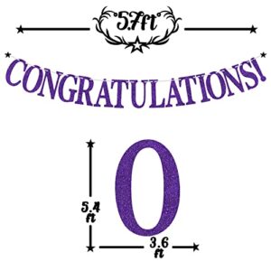 Purple Glitter Congratulations Banner, Congrats Grad/Class of 2023/So Proud of You, 2023 Graduation Party Supplies Decorations